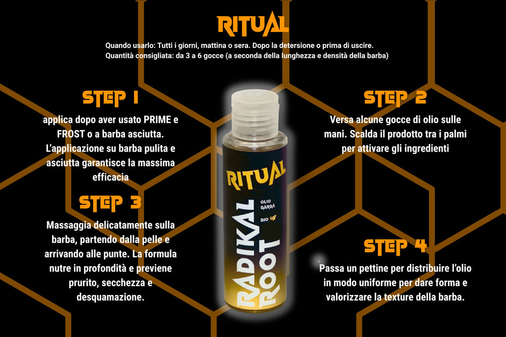 Come si usa RITUAL - Olio  Extra Nutriente per Barba BIO 100ML