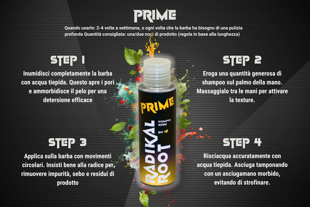 Come si usa PRIME - Shampoo Barba BIO 100ML