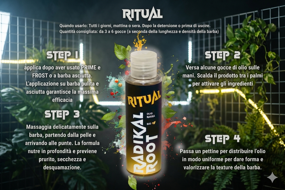 Come si usa RITUAL - Olio  Extra Nutriente per Barba BIO 100ML